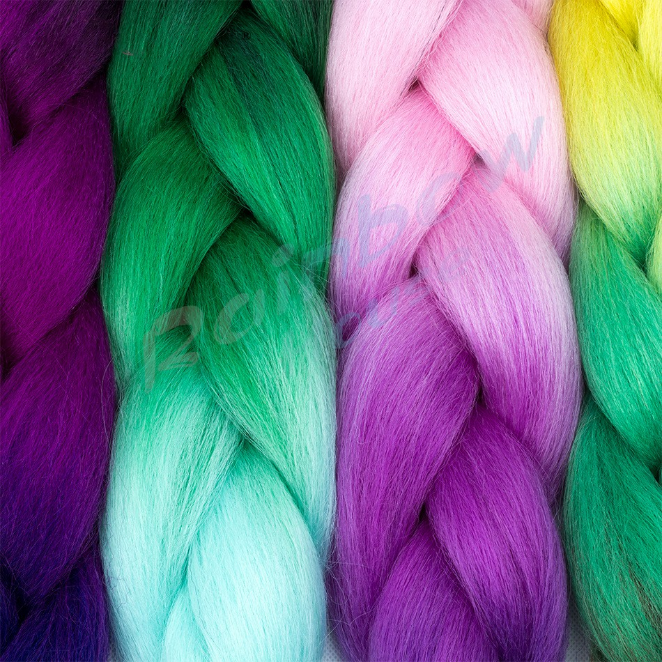 Rainbow ผมเปีย ไหมถักผม สีทูโทน แอฟริกันเดรดล็อกส์   wig braids