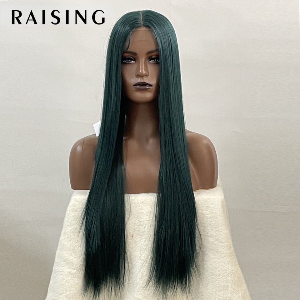 Raising วิกผมสังเคราะห์ ยาวตรง 30 นิ้ว สีดํา สีน้ําตาลเข้ม สีเขียว สีม่วง สีฟ้า สําหรับผู้หญิง