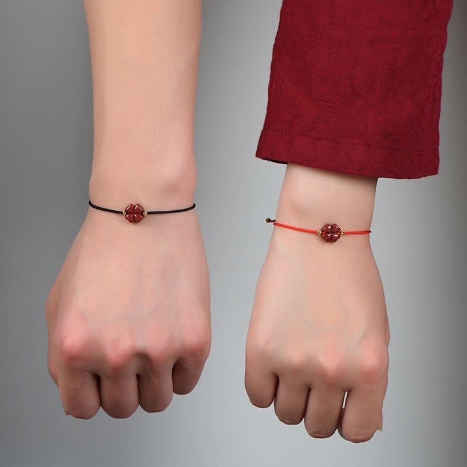 Ready Stock สร้อยข้อมือใบโคลเวอร์สีม่วงทองคําแท่งธรรมชาติ