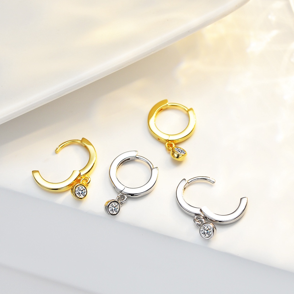 Real Moissanite ต่างหูระย้า ชุบทองคําขาว 925 ทรงกลม 0.1ct แนววินเทจ หรูหรา พร้อมรับรอง GRA
