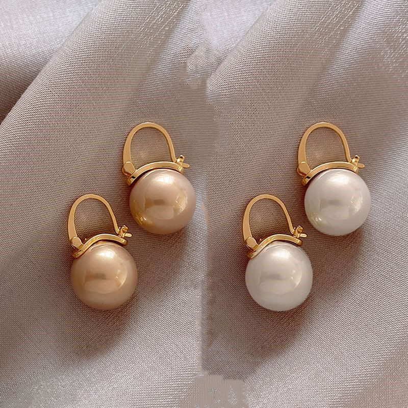 Retro Fashion Pearl Earrings Basic Pearl Ball Drop Earrings Simple Piercing Earrings(A10-04-11)