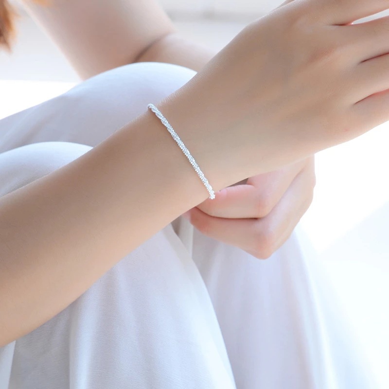 Roselife สร้อยข้อมือโซ่เงิน S925 Glittery Babysbreath แฟชั่นสําหรับผู้หญิง