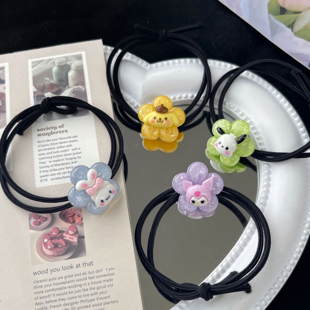 SANRIO ยางรัดผม แบบใส ลายการ์ตูนซานริโอ้น่ารัก อเนกประสงค์ สําหรับนักเรียน
