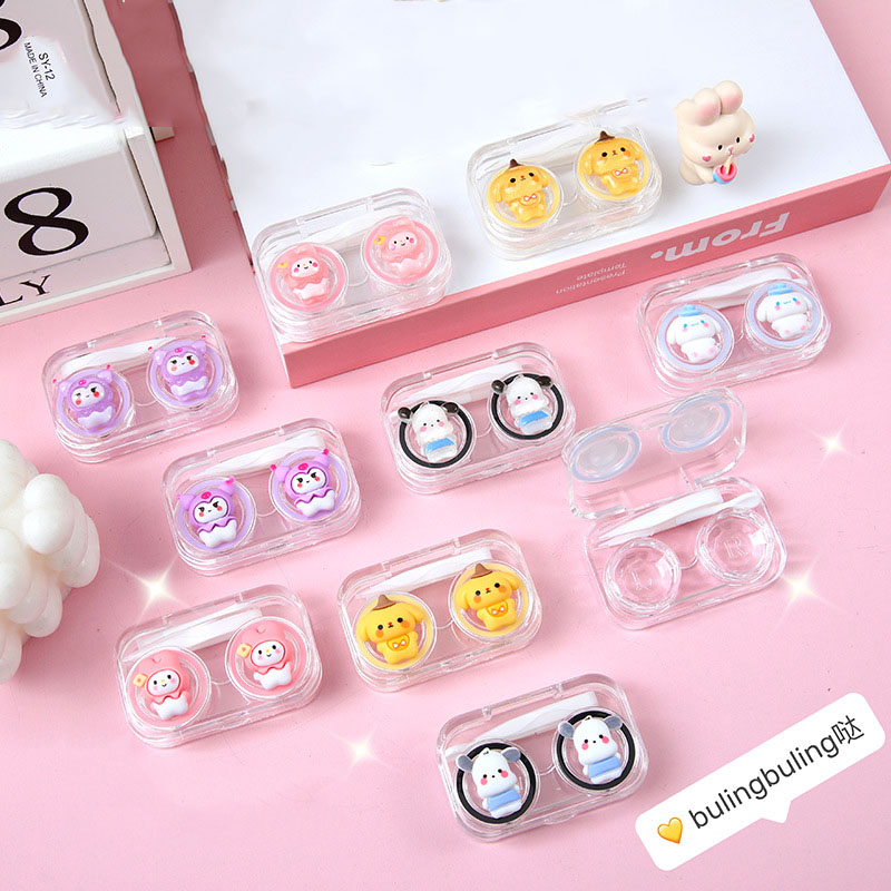 SANRIO ใหม่ กล่องคอนแทคเลนส์เรซิ่น ลายการ์ตูนซานริโอ้ 3D แวววาว แบบพกพา แฟชั่น 2024