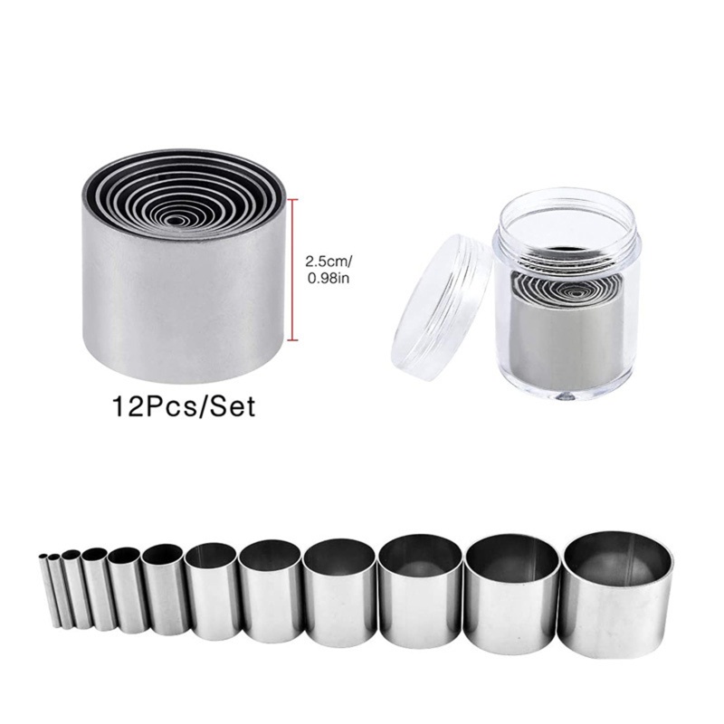 SIY  12Pcs Hole Hollow Punch Cutter Set with Storage Case Stainless Steel Round Circle Ring Clay Cutters Ceramics Baking Tool