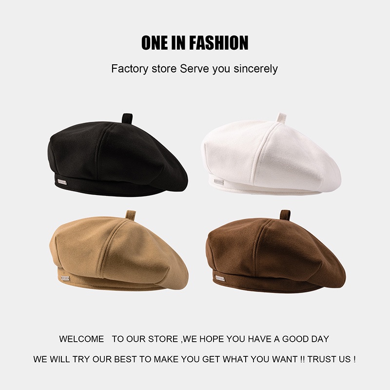 SPLENDID หมวกเบเร่ต์ Beret ผ้าสังเคราะห์นุ่ม เข็มกลัดหัวใจ CAP