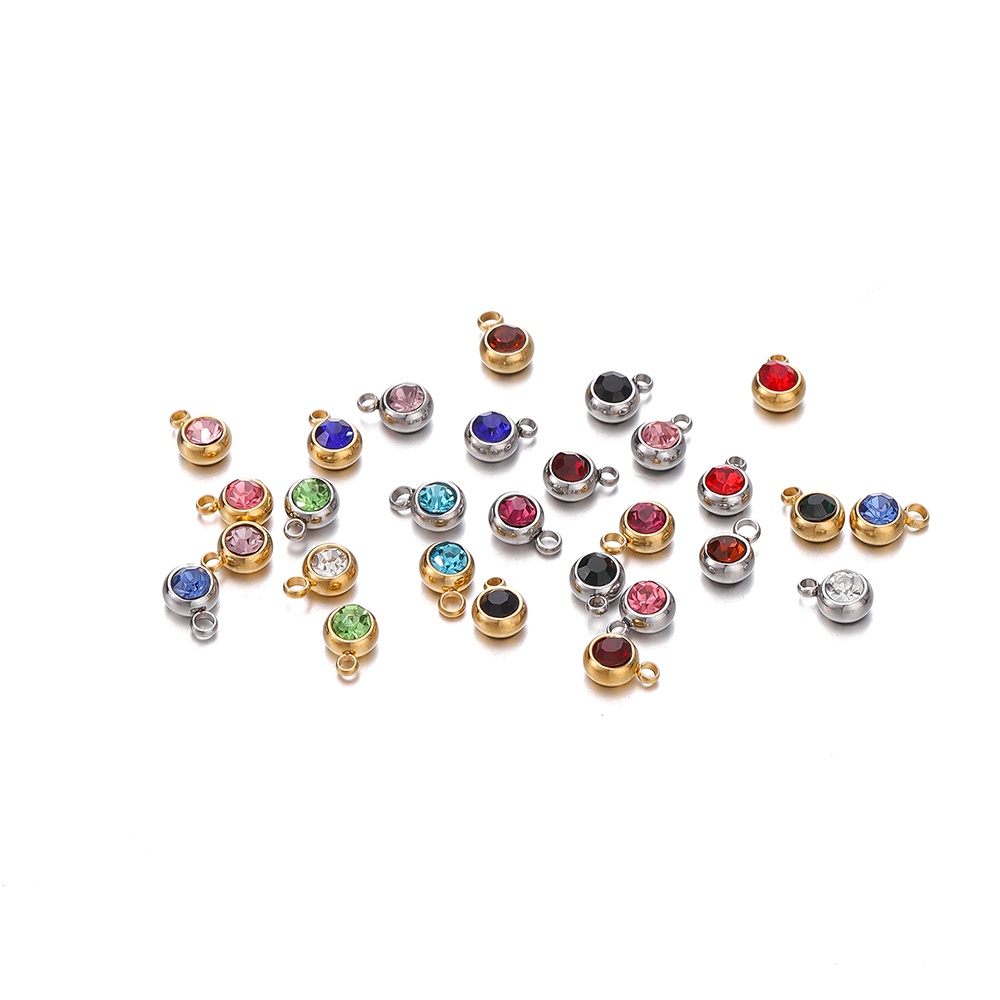 ST.KUNKKA 5 ชิ้น/ถุงสแตนเลส Birthstone จี้,สแตนเลสเพทายจี้สำหรับเครื่องประดับ DIY ทำของขวัญ