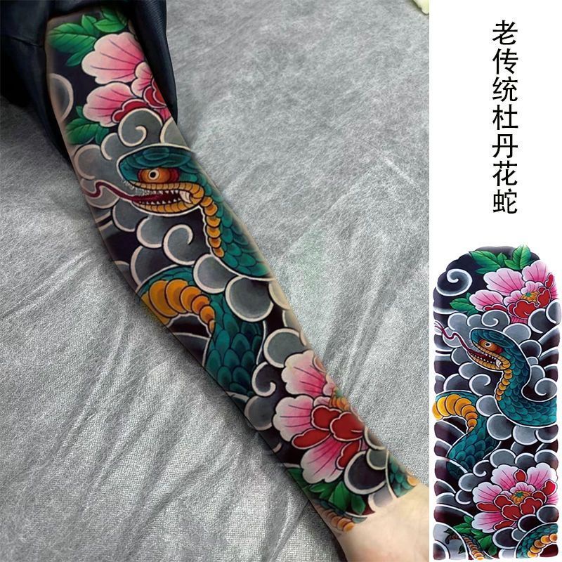 Sa สติกเกอร์รอยสัก ลายดอกไม้ มังกรดํา กันน้ํา กันเหงื่อ ติดทนนาน สําหรับผู้ชาย และผู้หญิง