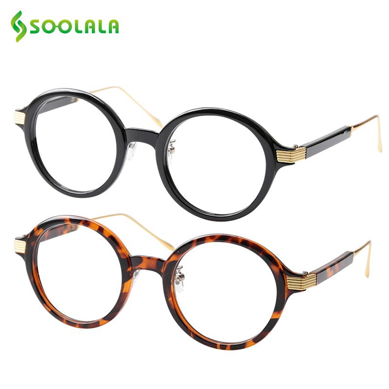 Soolala TR90 แว่นตาอ่านหนังสือ เลนส์ใส ทรงกลม สําหรับผู้หญิง ผู้ชาย ราคาถูก