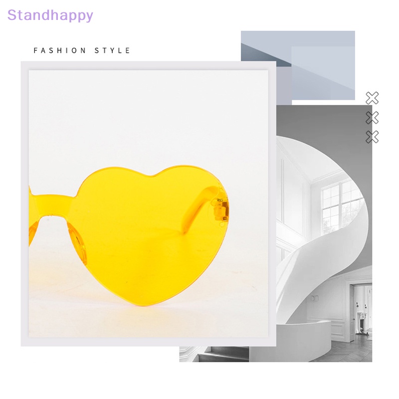 Standhappy แว่นตากันแดด โพลาไรซ์ รูปหัวใจ ไม่มีขอบ UV400 สี สไตล์วินเทจ สําหรับผู้หญิง 2024