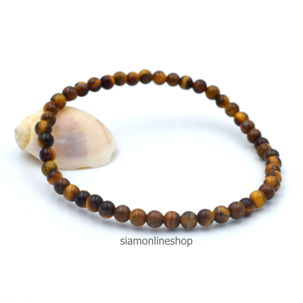TIGEREYE หินไทเกอร์อาย พลอยตาเสือ ขนาด 4 มม. สร้อยข้อมือหินแท้ by siamonlineshop