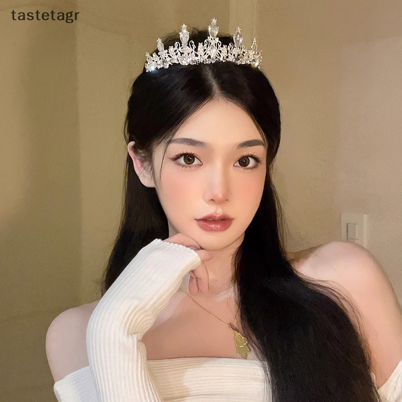 Tast มงกุฎคาดผม ประดับคริสตัล พลอยเทียม สีเงิน สไตล์เกาหลี แฟชั่นสําหรับผู้หญิง 2023