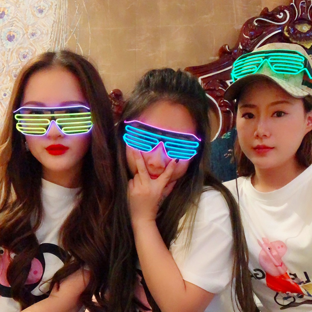 Tik Tok แว่นตากันแดด นีออน เรืองแสง LED สําหรับปาร์ตี้ฮาโลวีน คริสต์มาส
