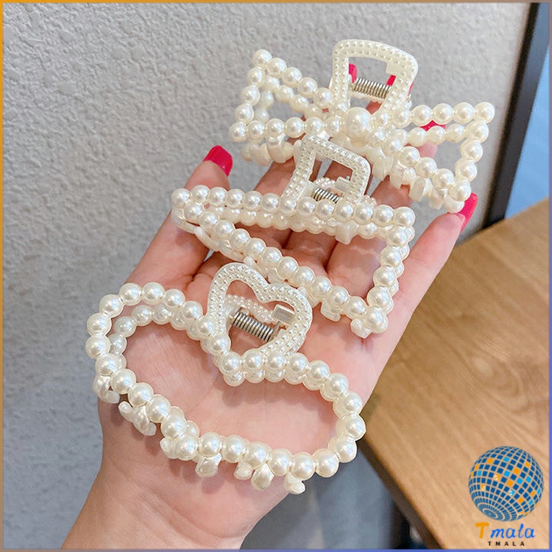Tmala กิ๊บติดผมประดับไข่มุกเทียม  หรูหราและเรียบง่าย เครื่องประดับผม  pearl hair clip