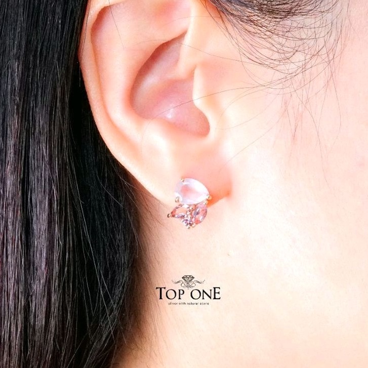 Top1jewelry ต่างหูนกน้อย พลอยแท้ เงินแท้