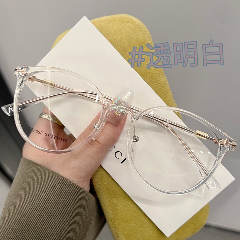 Tr90 แว่นตาสายตาสั้น กรอบกลม สีน้ําตาลอ่อนพิเศษ สไตล์เกาหลี สําหรับผู้หญิง