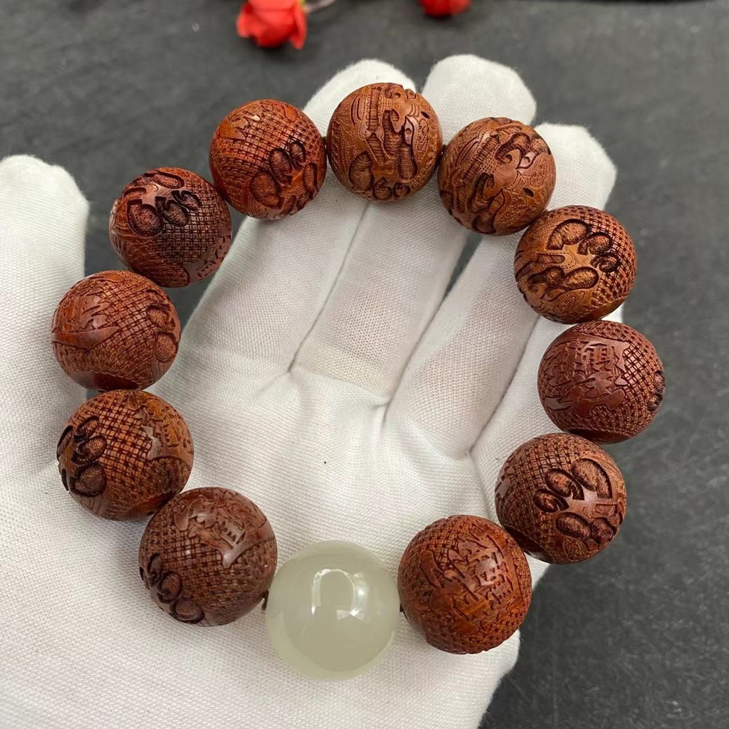 Vajra สร้อยข้อมือลูกปัดไม้ รูปกลีบดอกไม้ สไตล์ทิเบต สําหรับรถยนต์