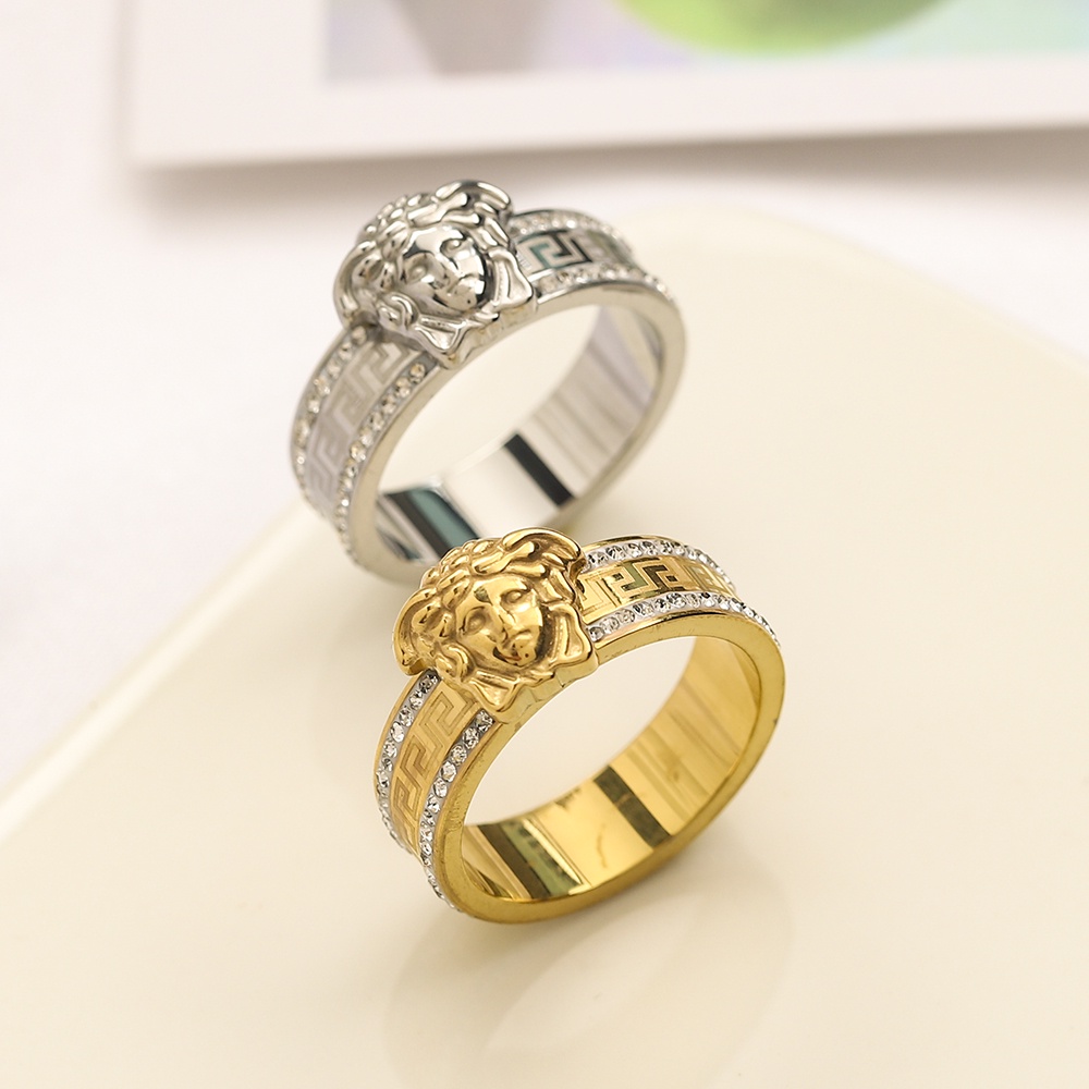 Versace แหวนเงิน 925 ลายตัวอักษร สไตล์เกาหลี เรียบง่าย สร้างสรรค์ เครื่องประดับ สําหรับผู้หญิง