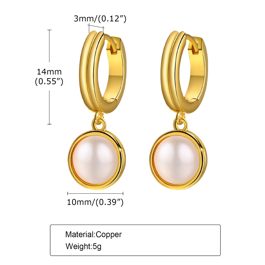 Vnox Gold Plated Shell Drop Earring for Women, Round Hypoallergenic Elegant Chic Small Hoop Earrings