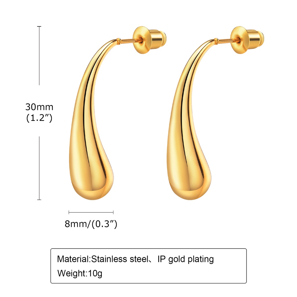 Vnox ต่างหูสตั๊ด สเตนเลส ทอง 18K รูปหยดน้ํา สไตล์คลาสสิก สําหรับผู้หญิง