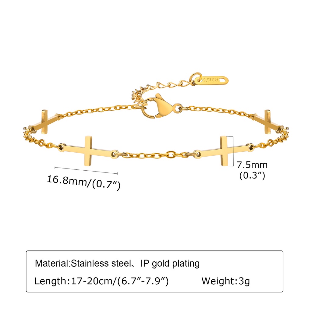 Vnox สร้อยข้อมือ ลูกปัดไขว้ สเตนเลส ทอง 18K เครื่องประดับ สําหรับผู้หญิง