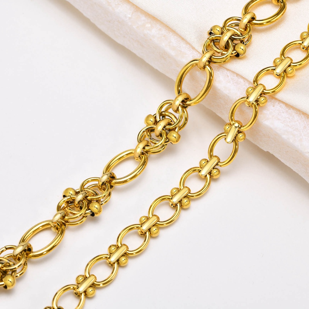Vnox สร้อยข้อมือสเตนเลส ทอง 18K แฮนด์เมด สําหรับผู้หญิง