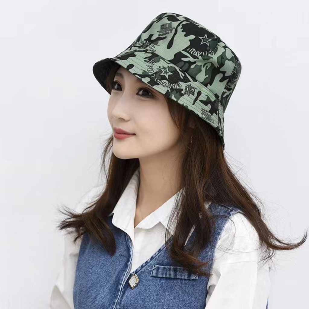 [W0080] หมวกทหาร ลายพราง กันเเดด สุ่มลาย  Bucket hat  แฟชั่น ใส่ได้ทั้งผู้หญิงผู้ชาย