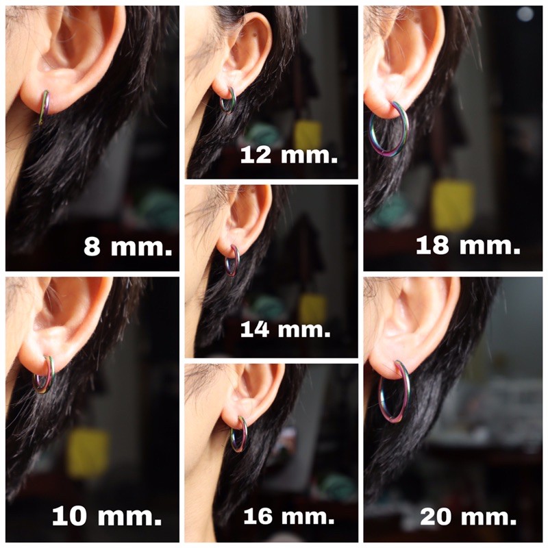 WFH ต่างหูห่วงแบบเจาะสแตนเลส ขอบหนา 2.5 mm. มี 3 สี
