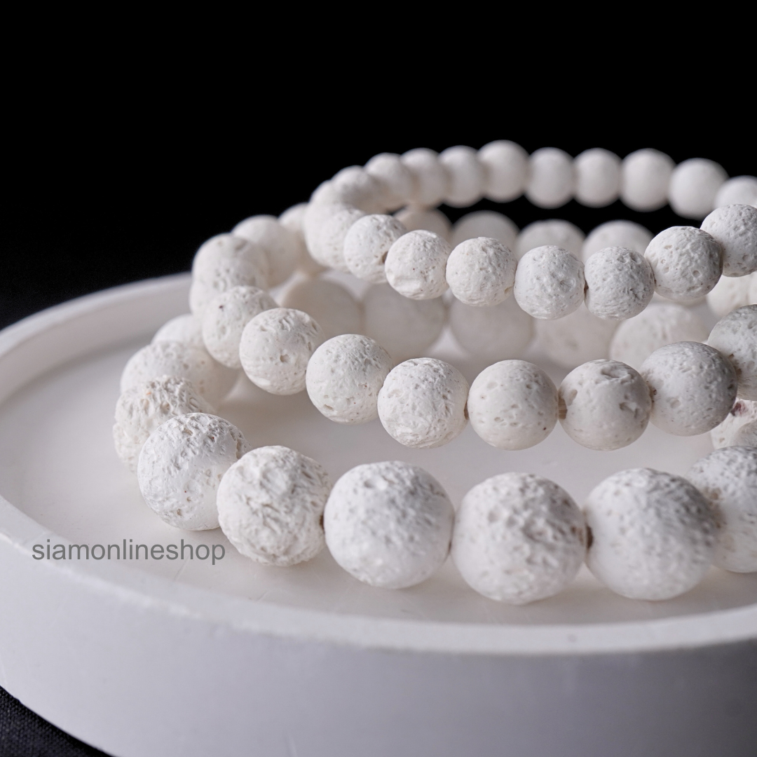 WHITE LAVA STONE หินลาวา หินภูเขาไฟ สีขาว (เลือกขนาดเม็ดหินได้) หินแท้ by siamonlineshop
