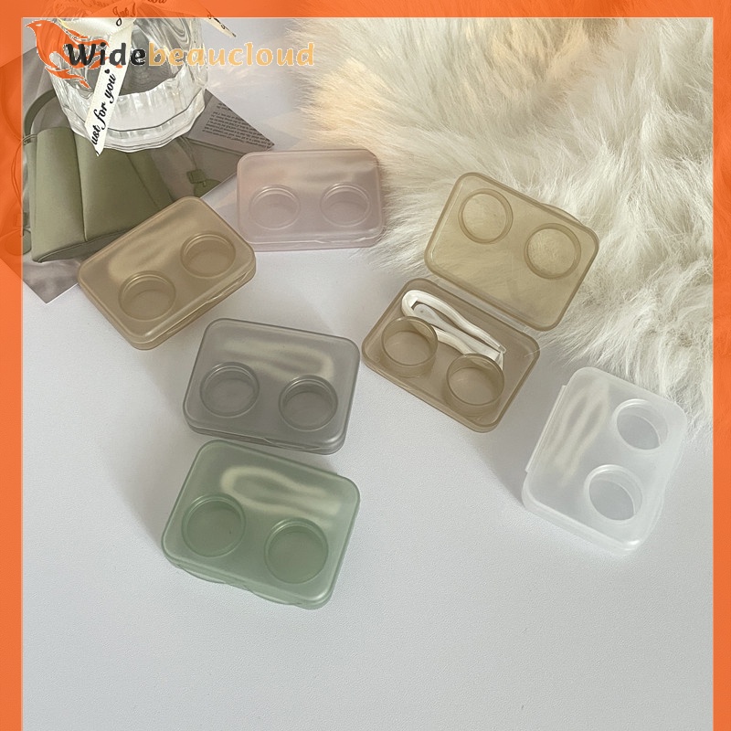 Widebeaucloud กล่องคอนแทคเลนส์ แบบใส แบบพกพา เรียบง่าย สําหรับเด็กผู้หญิง