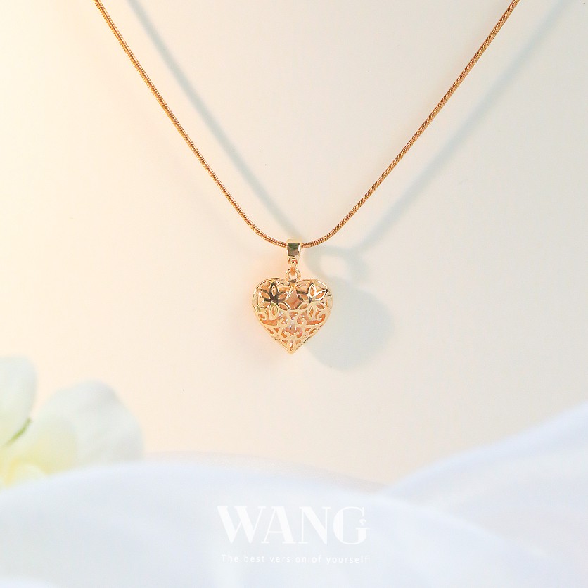 Wj สร้อยคอโซ่ ชุบทอง 18k จี้รูปหัวใจ ประดับเพทาย เครื่องประดับแฟชั่น สําหรับผู้หญิง