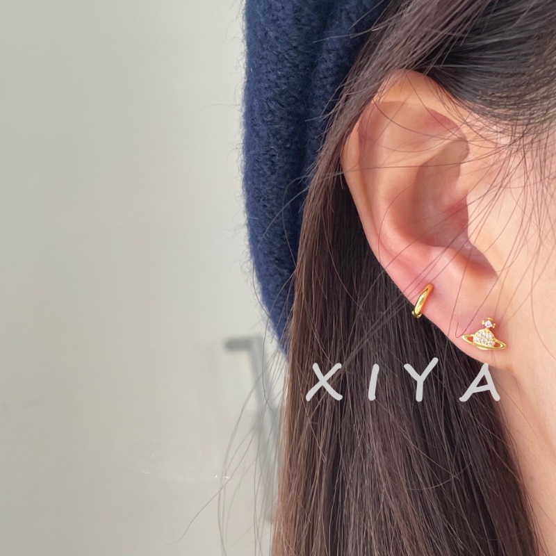 XIYA ต่างหูสตั๊ด ประดับลูกปัดเพชร ดาวเสาร์ ดาวเคราะห์ ขนาดเล็ก เข้ากับทุกการแต่งกาย