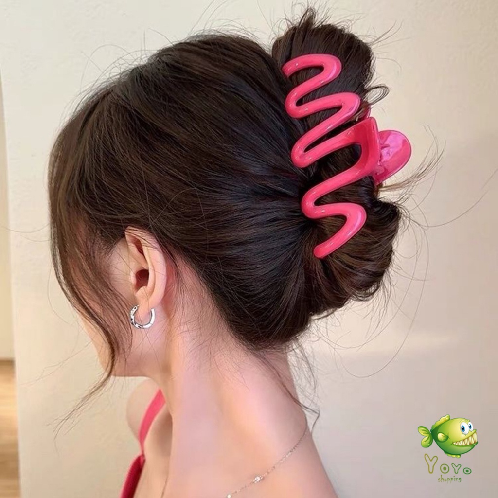 YOYO กิ๊บติดผม ขนาดใหญ่ แฟชั่นสําหรับผู้หญิง ที่หนีบผมใหญ่ สีพื้น สไตล์ฝรั่งเศส  hair clip