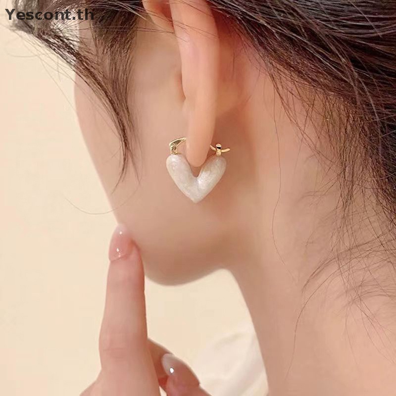 Yescont ต่างหู จี้รูปหัวใจ สไตล์ฝรั่งเศส เครื่องประดับ สําหรับผู้หญิง 1 คู่