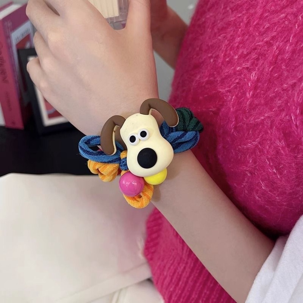 [Yunyuan] ยางรัดผม แบบหนา ยืดหยุ่นสูง ลายการ์ตูนสัตว์ สุนัขน่ารัก สีรุ้ง ทนทาน สําหรับผู้หญิง