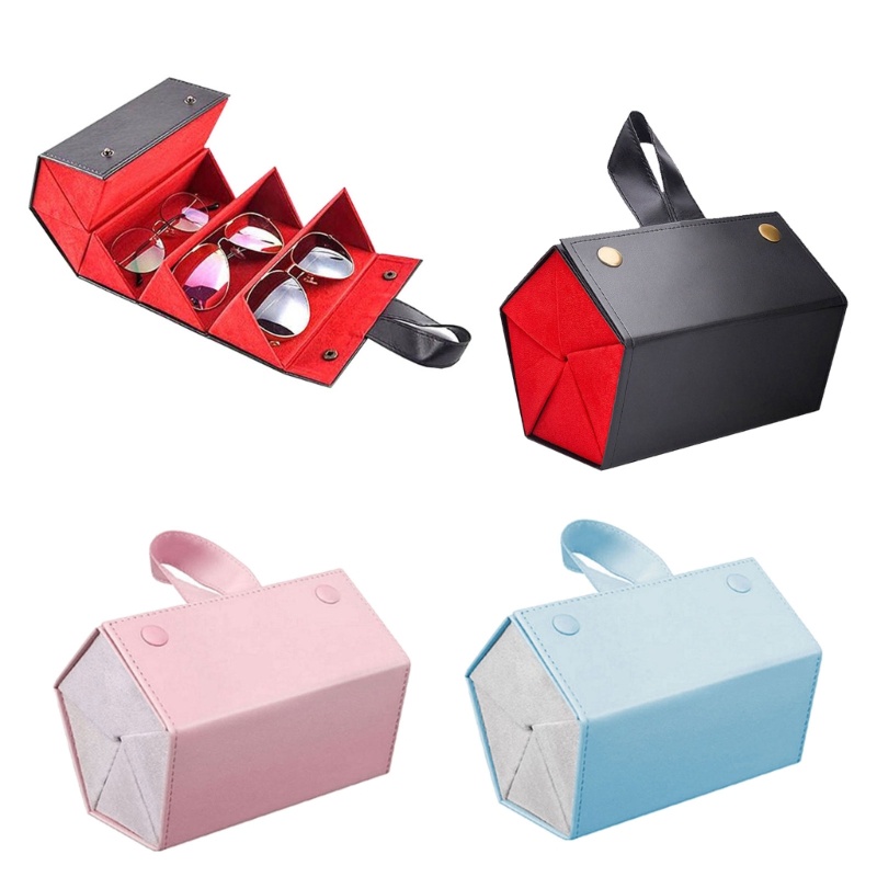Yyq กล่องเก็บแว่นตากันแดด หนัง PU แบบพับได้ มีหลายช่อง