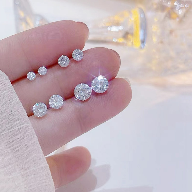 [ZOMI] ต่างหูสตั๊ด เงิน 925 ไทเทเนียม 3-8 มม. ประดับเพทาย เพชร AAA+ สําหรับผู้หญิง และผู้ชาย 1 คู่