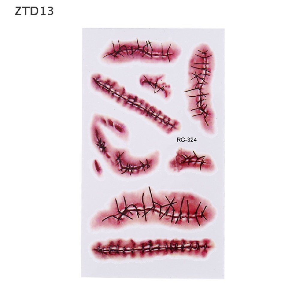 Ztd13 สติกเกอร์รอยสักชั่วคราว ลายฮาโลวีน แผลเป็น เลือด 1 5 30 ชิ้น ZT