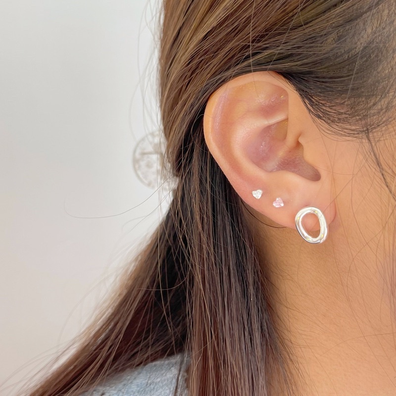 cchershop: silver925 ต่างหูเงินแท้ ต่างหูเพชรcz ทรงหัวใจ diamond heart cz