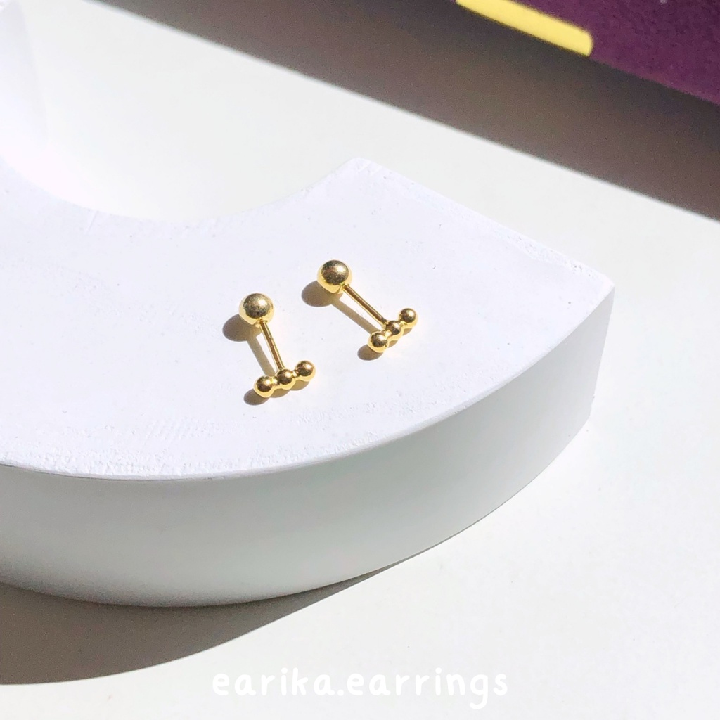 earika.earrings - triple dot piercing จิวหูเม็ดกลมแถวเงินแท้ (ราคาต่อชิ้น) (มีให้เลือก 3 สี) เหมาะสำหรับคนแพ้ง่าย