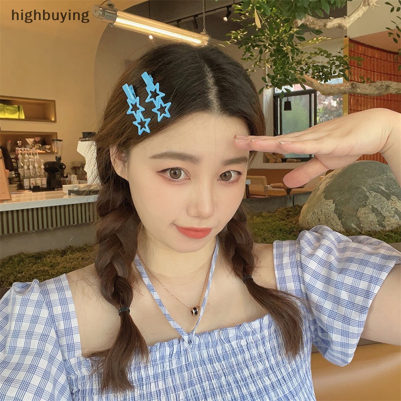 [highbuying] กิ๊บติดผม โลหะผสม รูปดาวห้าแฉก 2 ชิ้น ต่อล็อต Y2K