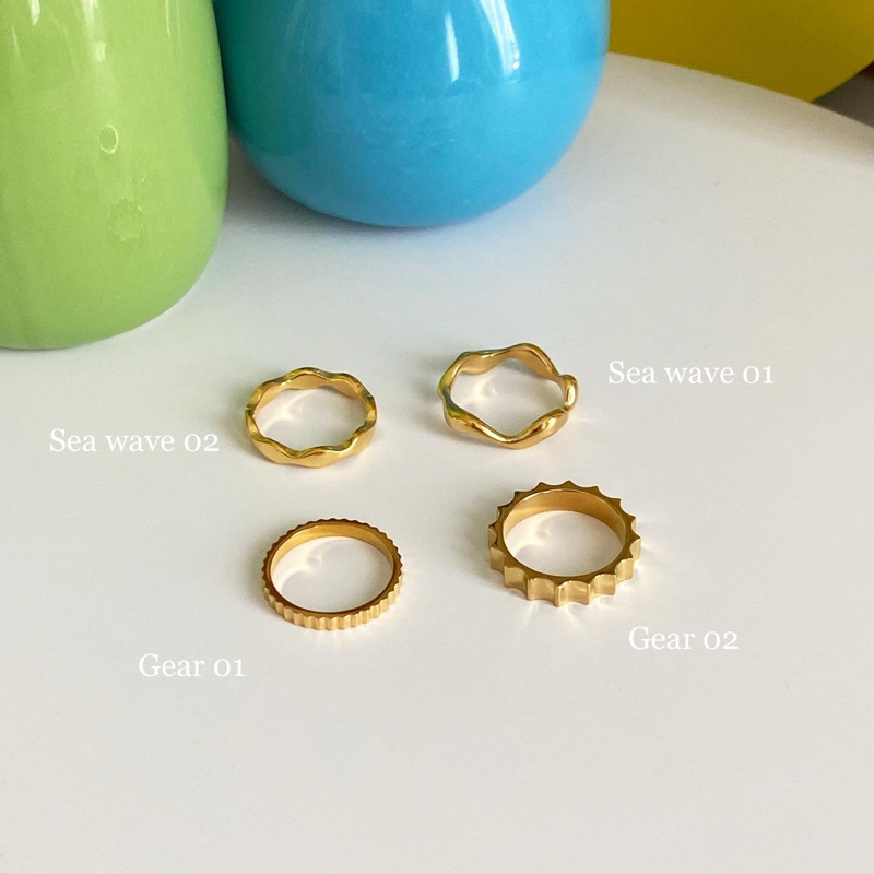 imean.store - Sea waves & Gear rings | แหวนงานไทเทเนี่ยมชุบทองเค 18k