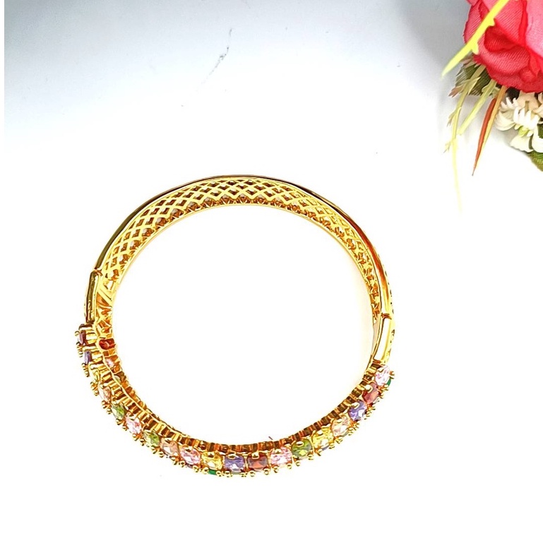 jewelryshop365 K105 กำไลข้อมือนพเก้า งาน CZ แท้