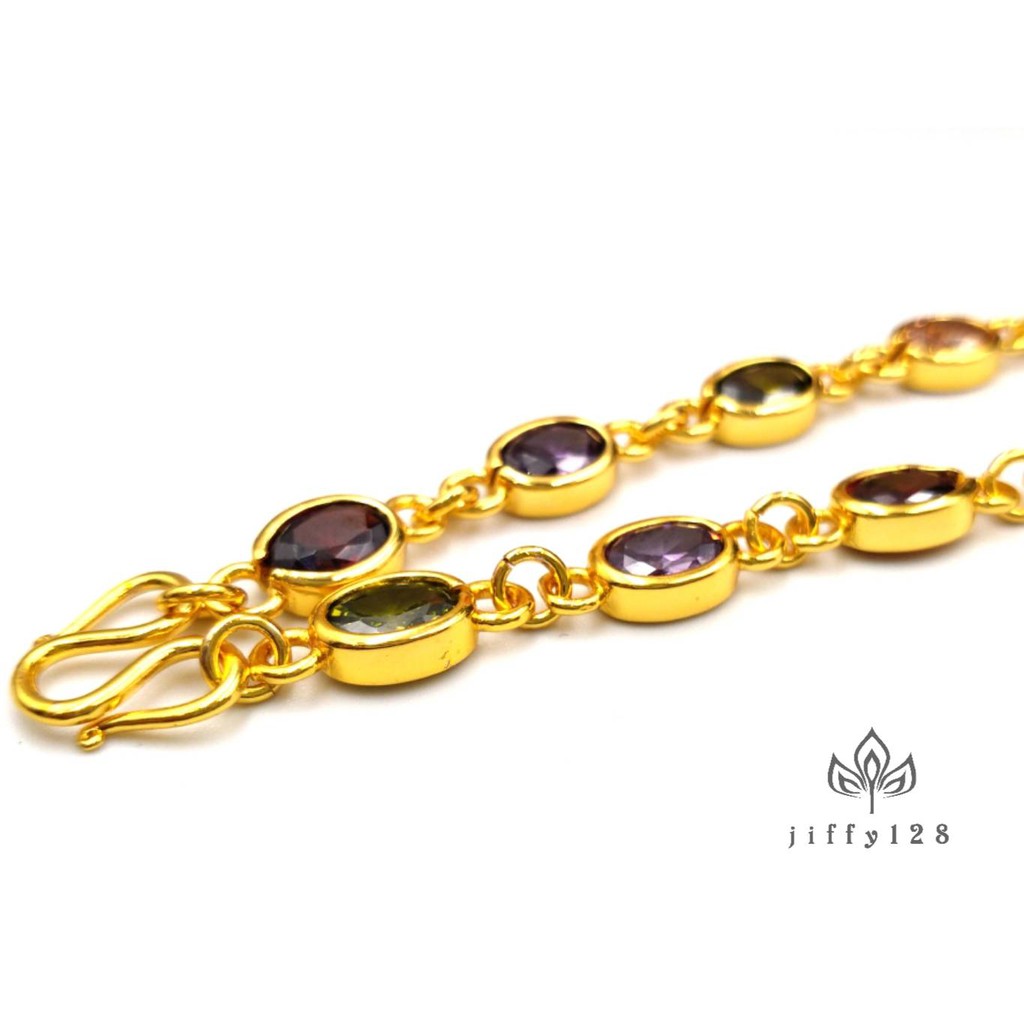 jewelryshop365 K128 สร้อยคอนพเก้าเพรชมณีใต้น้ำ งาน CZ แท้ ยาว 24 นิ้ว