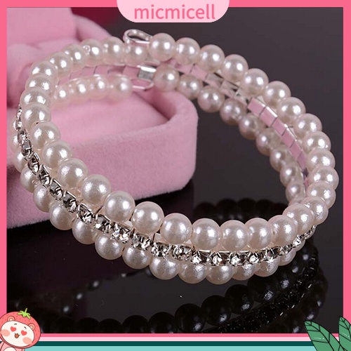 (micmicell) สร้อยข้อมือ กําไลข้อมือ ประดับไข่มุกเทียม สีขาว หรูหรา แฟชั่นสําหรับผู้หญิง