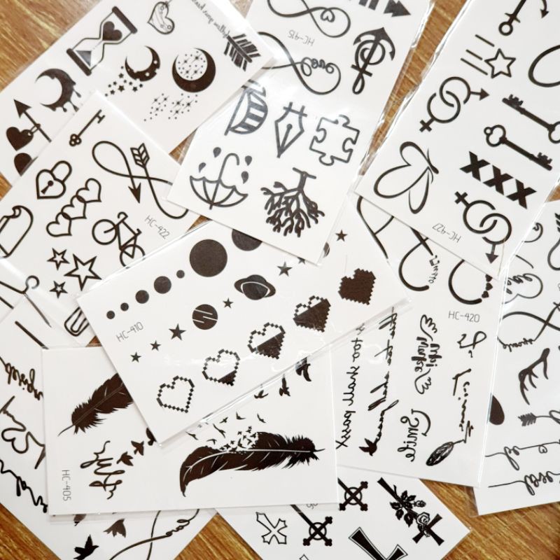 minimal tattoo ลายใหม่สุดฮิต  เป็นแบบชั่วคราว 2-7 วัน ติดแล้วสีขึ้นเลย สามารถลบออกได้