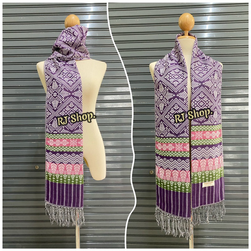 scarf ผ้าคลุมไหล่ ลายไทย โทนสีเข้ม-อ่อน ชื้อเป็นของฝาก ของขวัญ รับไหว้