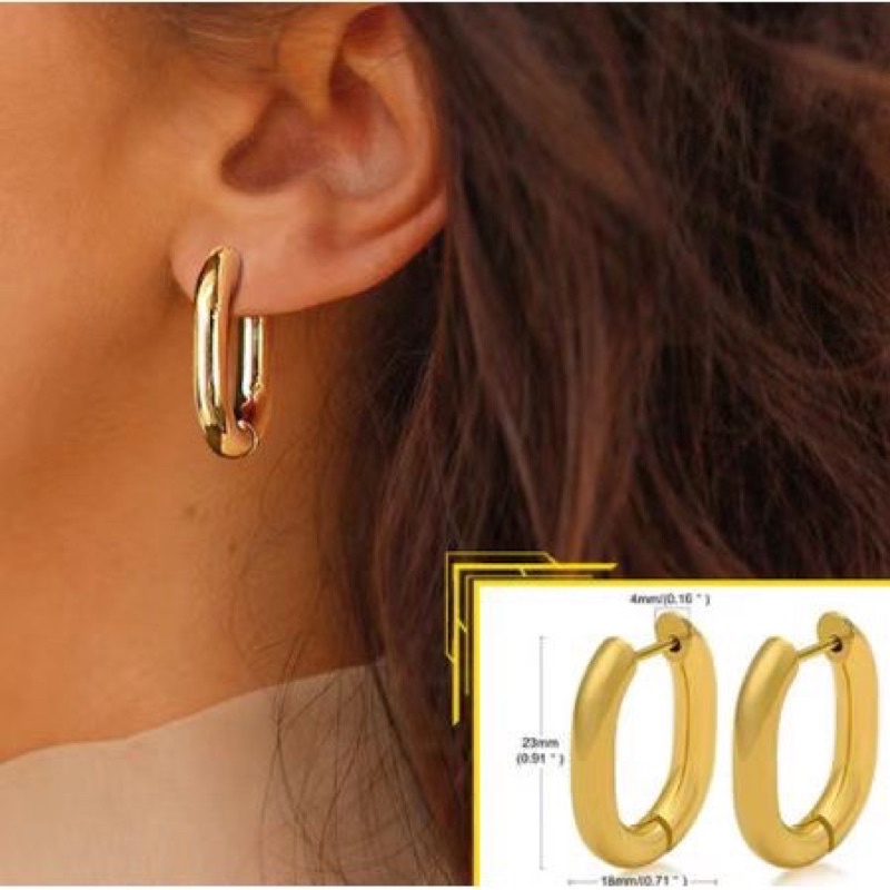 shellandgold - ต่างหูสแตนเลสทรงสี่เหลี่ยมแบบปิด  ขนาด 2 ซม