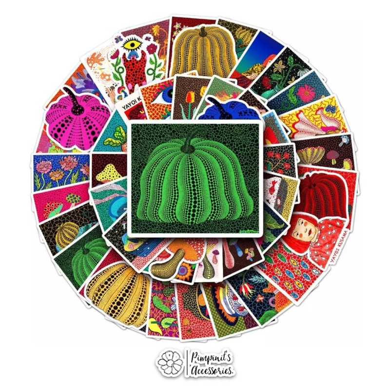 ʕ •ᴥ•ʔ ✿ พร้อมส่ง : สติ๊กเกอร์กันน้ำลายยาโยย คุซามะ | Yayoi Kusama - Japanese Artist Waterproof Decoration Sticker Set.