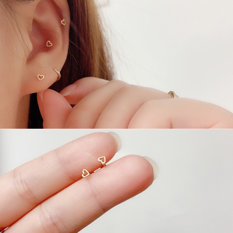 (กรอกโค้ด YAQ6E ลด 60.-) earika.earrings - tiny heart piercing จิวหูเงินแท้หัวใจ (ราคาต่อชิ้น) เหมาะสำหรับคนแพ้ง่าย